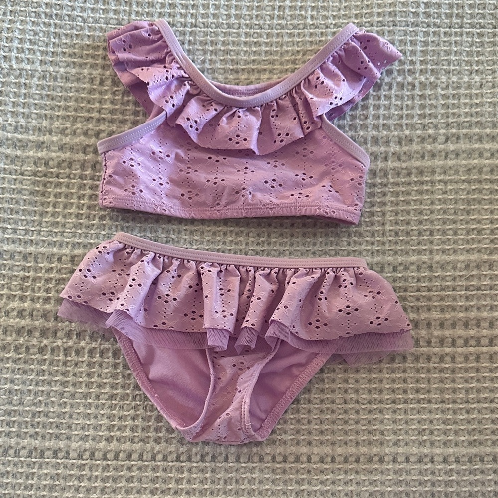 Cat & Jack Lavender Eyelet Swimsuit